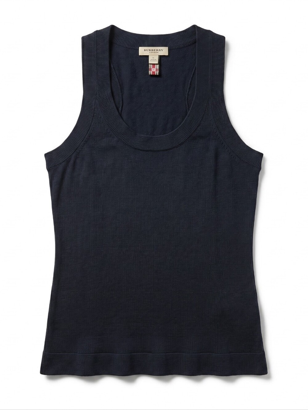 Burberry London Silk Cashmere Scoop Neck Knit Tank Top Navy L